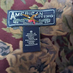 American Living Burgundy Chiffon Floral Ruffle Tiered Skirt Size 8 Preppy Photo 5