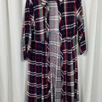 Torrid  Red&Blue Plaid Open Front Long Shirt Kimono Sz.1 Photo 2