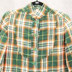 Green Flannel Plaid Long Sleeve Shacket Jacket Western VTG Coat Button Up Small Photo 2