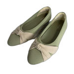 Vivaia Shoes Womens Size 9 Green Beige Knit Ballet Flats Bow Slip On Comfort Photo 0