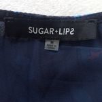 Sugar Lips  "Neon Carnival" Blue and Pink Leopard Print Chiffon Wrap Blouse Photo 12