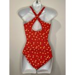 Sundance  Twist Back One Piece Swimsuit Red with Sunburst Pattern Size XS EUC!! Photo 2