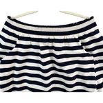 J.Crew Dress S Blue White Striped Muslin Off Shoulder Smocked Nautical Preppy Photo 3