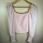Wilfred Aritzia  Tempest Women's Pink Saga Blouse Size Small Puff‎ Sleeve Smocked Photo 1