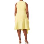 Theia Lemon Yellow Sleeveless Petal Gown size 16 Asymmetrical Ruffle Midi Photo 1