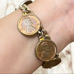 Head Vintage Penny 5 Cent Indian  Buffalo & Nickel 1 Cent Coin 7” Charm Bracelet Photo 2
