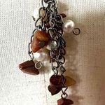 Carnelian pearl and goldstone beaded pendant necklace Orange Photo 3
