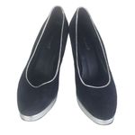 LK Bennett L. K. Bennett Size 7.5 black platform heels Suede black silver 4" Photo 1