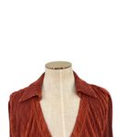 Anthropologie  Dolan Lettuce-Hem Buttondown Top Pleated Flare Sleeve Rust Large Photo 3