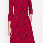 Boden Thea Long Sleeve Jersey Dress Red Navy Geometric‎ 6R Size 6 Photo 0
