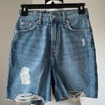 Divided by H&M high waisted Bermuda denim jean shorts in a size 0 NWT modest Photo 0