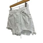 ZARA  womens white denim‎ distressed frayed white high rise shorts size Small Photo 1