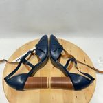 JUTI Womens Navy Blue Retro Round Toe Hollow Out High Block Heels NWOB Photo 7
