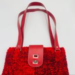 Vintage Red Sweater Bucket Style Shoulder Bag Photo 2