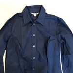 BODEN Women's Button Down Shirt UK 10 US 6 Navy Blue Long Sleeve Stretch Cotton Photo 0