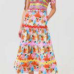 Celia B Nilsa Dress Floral Tiered Midi Size XL NWT Scalloped Details Tie Straps Pink Photo 0