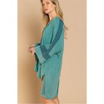POL ‎ Long Time Coming Teal Shirt Teal V-neck Oversized Tunic Women's Small Photo 8