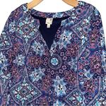 Pink Owl Apparel Women’s Size L Purple Blue Cream Medallion Print Shift Dress Photo 2