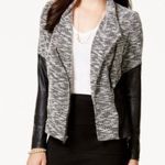 Jessica Simpson Fiona Faux Leather Marled Blazer Jacket Photo 0