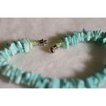 Unique Vintage Vintage Stacked Puka Shell Aqua Blue  Screw Latch 6 Inch Bracelet Photo 2