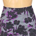 Lord & Taylor gray black purple abstract floral cotton Photo 1