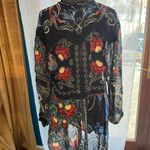 Farm Rio  Black Mixed Arabesque Scarves Long Sleeve Mini Dress Size Small NEW Photo 5