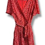 Eliza J Red Floral V-Neck Flutter Sleeve Fit-N-Flare Mini Dress Fits like an 8 Photo 2
