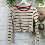 Timing Retro Striped Hippy Ruffle Hem Crop Top Photo 2
