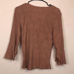 Anne Carson  Women’s Silk Floral Paisley Textured  Tie Neck Flare Sleeve Blouse Photo 4