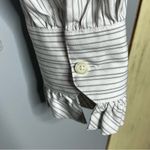 Brooks Brothers  Supima Cotton Ruffle Collar Striped Blouse Black White Size 10 Photo 5