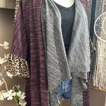 Umgee mixed leopard purple/gray colorblock ruffle sleeve oversized cardigan Photo 3