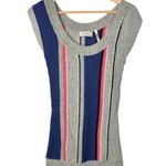 Guess Y2K Gray Colorful Stripe Short Sleeve Sweater Dress S Photo 1