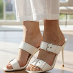 Steve Madden  Joyous Y2K White Double Buckle High Heel Stiletto Sandals Size 7.5 Photo 0