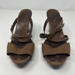 UGG  Strappy Brown Leather Women's Wedge Sandals Size 9 Open Toe Ankle Strap Photo 2