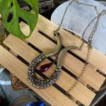 Egyptian Antique Copper Brass Snake Siam Glass Necklace Photo 3