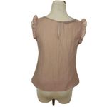 ZARA  Basic Small Sheer Ruffle Front‎ Sheer Elastic Waist Pullover Blouse Photo 4