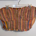 Anthropologie NWT $88 x Pilcro Peach Rainbow Smocked Pullover Top XL Photo 4