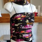XScape black floral ruched corset top Photo 0