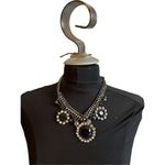 Black & silver chunky rhinestone floral statement necklace and sequin black bang Photo 5