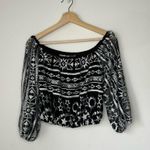 Jen's Pirate Booty  Embroidered Long Sleeve Metallic Silver Off Shouder Top Boho Photo 1