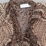 Zimmermann  Brown and Cream Long Sleeve Midi Dress Size 0 Photo 7