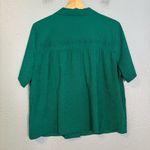 Athleta  Womens Echo Button Down Short‎ Sleeve Shirt Teal Green Medium Athleisure Photo 5
