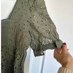 American Eagle AE Women's Olive Green 100% Cotton Eyelet Smocked Back Flowy Blouse, Size M, EUC Photo 3