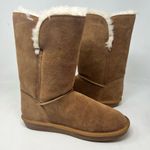 PIKA Teya Button Mid Boots shearling lined light chestnut size US 10 suede Brown Photo 4