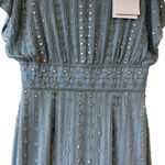 Mac Duggal  Size 6 Blue Beaded Empire Waist Column Midi Cocktail Dress 93649 NWT Photo 4