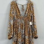 Free People NWT Soli Golden Hour Combo Yellow V-Neck Long Sleeve Mini Dress Photo 4