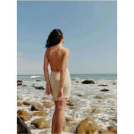 Reformation  Brandon Open Knit Mini Dress Gossamer Organic Cotton Open Back M Photo 2