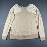 Miss Me  Sweater Womens S Beige Lace Sequins Embellished Crew Neck Long Sleeve Photo 12