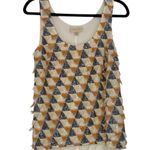 Modcloth Womens Retro 80's Style Geometric Fringe White Sleeveless Tank Medium Gold Photo 0