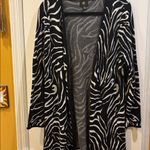 JM Collection  Black and White Zebra Print Knit Cardigan Open Front No Pockets Photo 6